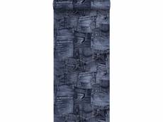 Papier peint tissu de jeans bleu foncé - 137736 - 53 cm x 10,05 m 137736