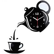 Pendules murales,Horloge Murale de théière Moderne, décoration de Forme de Tasse de café de Bricolage (sans Batterie) - Facile à Lire pour la