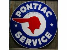 "plaque pontiac service bleu 60cm tole deco metal affiche us"