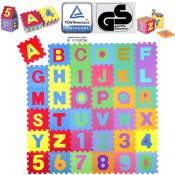 Puzzle Tapis Mousse bébé, 86 pièces, Tapis de Jeu très résistant pour Enfants, Alphabets & Chiffres - Kiduku
