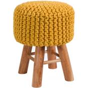 Rendez-vous Déco - Petit tabouret tricot Lisa jaune