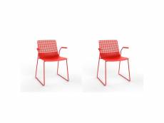 Set 2 fauteuil luge wire - resol - rouge - acier peint, fibre de verre, polypropylène 560x520x790mm