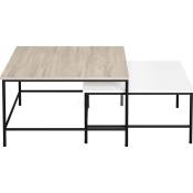 Set de 2 tables basses gigognes carrées effet bois