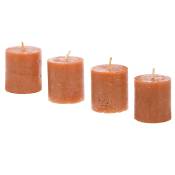 Set de 4 bougies cylindriques oranges H5