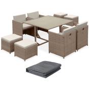 Table de jardin 4-8 places – Vabo – table encastrable + Housse de protection gris foncé polyester Beige / Beige - Beige