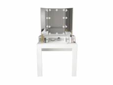 Table de toilette ml-design avec éclairage led, blanc, 89,5x155x43,5 cm, en panneau de particules mdf 490001135