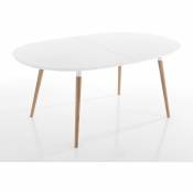 Table ovale extensible bois massif et bois mdf blanc