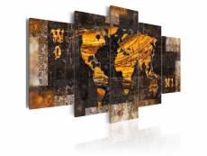 Tableau cartes du monde sentiers dorés taille 100 x 50 cm PD11545-100-50
