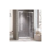 Tegler - Porte de douche coulissante en chrome 130CM transparent - Transparente