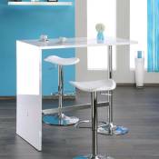 Toscohome - Table de bar 120x60 cm cadre chromé et plateau blanc - Party