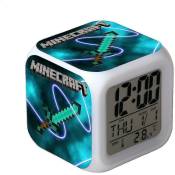 Tuserxln - Minecraft coloré réveil Led couleur changeante dessin animé horloge étudiant muet veilleuse cadeau de noël cadeau d'anniversaire 01