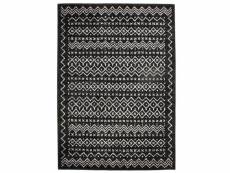 Venise - tapis toucher laineux imprimé motifs ethniques noir 133x190