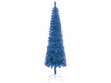 Vidaxl arbre de noël mince avec led et boules bleu