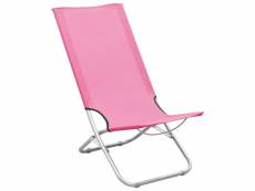 Vidaxl chaises de plage pliables 2 pcs rose tissu