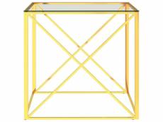 Vidaxl table basse doré 55x55x55 cm acier inoxydable et verre