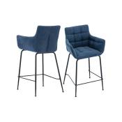 Wahson Office Chairs - Lot de 2 Chaise de bar Tabouret de Bar en Tissu Chaise Haute Cuisine avec Accoudoirs pour Bar, Bleu