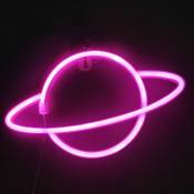 Zxpasra - Planet Neon Signs led Enseigne Murale Au Néon, Suspendus Neon Lights Planet USB/Batterie Planète Lampe Neon Light pour Enfants Chambre Fête
