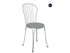 2 chaises de jardin en métal Opera+ Gris lapilli - Fermob