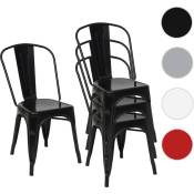 4x chaise de bistro HWC-A73, chaise empilable, métal,