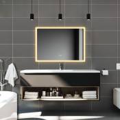 80x60cm miroir salle de bain tricolore anti-buée led