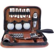 Accessoires Golf Set, Outdoor Sport Golfeur en Cuir Golf Organisateur Multifonctionnel Golf Accessoires Kit avec Balle de Golf - Ccykxa