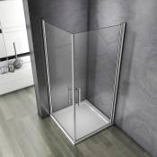 Aica Sanitaire - 90x90x195cm Porte pivotante porte de douche paroi de douche cabine de douche verre anticalcaire
