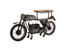 Bar motocyclette troe en bois de manguier et métal gris. 20100991685