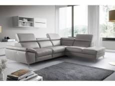 Canapé d'angle relax - 100 % tout cuir épais luxe italien - 1 relax électrique - 5/6 places kaster – gris - angle droit (vu de face)
