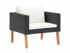 Canapé simple de jardin | sofa banquette de jardin avec coussins résine tressée noir meuble pro frco92290