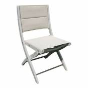Chaise en bois d'acacia assise en tissu pliante gris extérieur jardin 2pcs