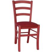 Chaise en bois Venice rouge avec assise en simili cuir rouge