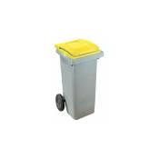 Conteneur à déchets 120 litres tri sélectif 2 roues - couvercle jaune - Jaune