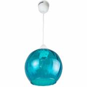 Corep - Suspension boule verre bleu turquoise Abat