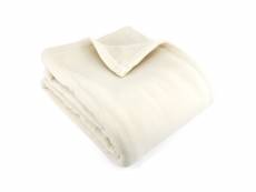 Couverture polaire 240x260 cm 100% polyester 350 g/m2 teddy blanc naturel