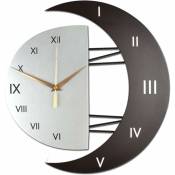 Csparkv - Horloge Murale Moderne Design Silencieuse Horloge Cuisine Cadre en Forme de Lune Créative Horloge de Décoration pour la Maison (32x32cm)