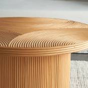 Decoclico Factory - Table basse ronde en rotin lamellé collé d 60 cm - Bois clair
