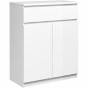 Dmora - Buffet avec portes et un tiroir, blanc brillant, 80 x 100 x 41 cm