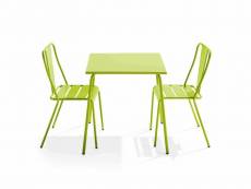 Ensemble table de jardin carrée et 2 chaises bistrot vert - palavas