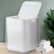 Ersandy - Poubelle de bureau avec couvercle à bouton, petite poubelle pour salle de bain, chambre à coucher, bureau et voiture 14,2 × 17 cm (blanc)