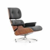 Fauteuil pivotant Lounge Chair / Eames, 1956 - Cerisier / Pivotant - Vitra noir en cuir