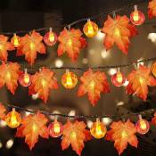 Feuilles d'érable guirlandes lumineuses, décoration d'automne guirlande de feuilles d'érable d'automne lumières à piles guirlande de feuilles