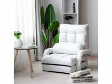 Giantex fauteuil convertible, chauffeuse convertible 1 place en tissu gris avec oreiller,5 positions disponibles blanc