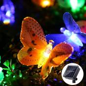 Groofoo - Chane lumineuse solaire à l'extérieur,12 led chane lumineuse papillon à l'extérieur avec panneau solaire,2 modes Résistant aux intempéries