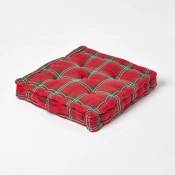 Homescapes - Coussin de sol Rouge - Tartan écossais - 40 x 40 cm - Rouge Edward Tartan