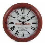 Horloge Ancienne Murale Eau Quinine Tonique Métal Rouge-Bordeaux 47cm - Rouge-Bordeaux