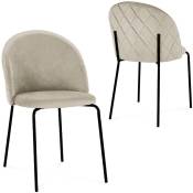 Karinne - Lot de 2 chaises en velours beige et pieds noirs - Beige