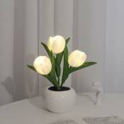 Lampe tulipe 2023 nouveau style, lampe de table LED simulée lampe de nuit tulipe avec vase, lampe de table de bureau pour la maison, le salon, la