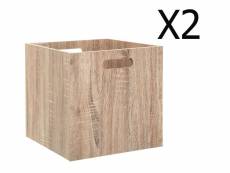 Lot de 2 boites de rangement en bois naturel - l. 30.5 x p. 30.5 x h. 30.5 cm -pegane-