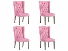 Lot de 4 chaises de salle à manger cuisine design classique velours rose cds021920