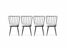 Lot de 4 chaises gino métal noir et velours blanc
